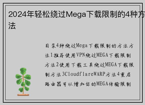 2024年轻松绕过Mega下载限制的4种方法
